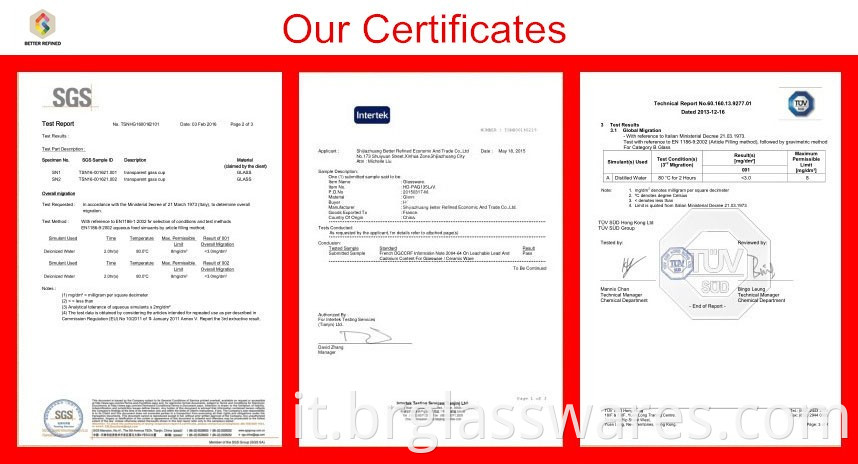 our certificate for Glass Guitar Shaped Decorative glassware